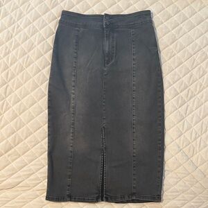 Free People We The Free Charcoal Denim Pencil Skirt Midi Skirt
